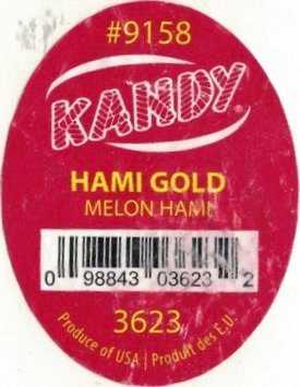 Kandy #9158 hami gold melon hami 098843036232 3623 produce of usa produit des e.u.