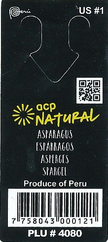 acp natural asparagus produce of peru 775804300121 plu # 4080