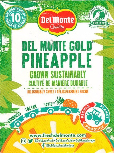 Del monte quality gold pineapple grown sustainably 10 product of costa rica 5050372110000