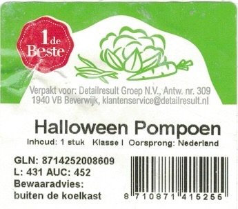 1e de beste halloween pompoen oorsprong: holland 8710871415255