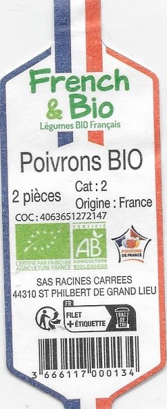 French & bio poivrons bio 2 pieces origine france 3666117000134