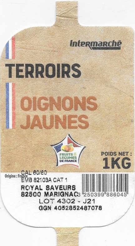 Intermarche terroirs oignons jaunes origine france 1kg 325039988045