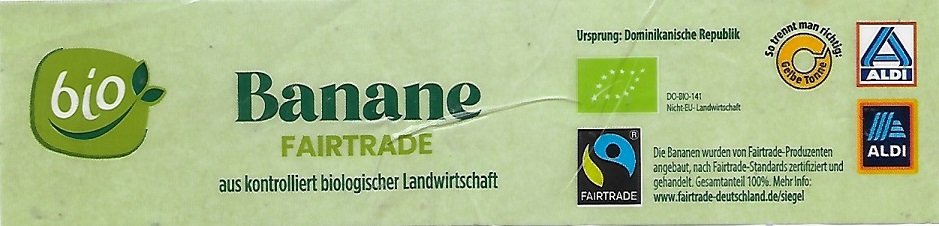 Aldi banane fairtrade ursprung dominikenische republik do-bio-141