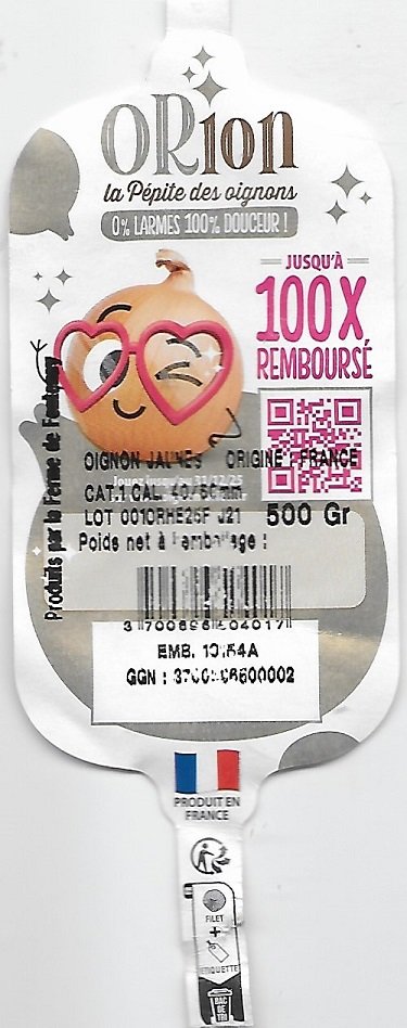 Orion la pepite des oignons jaunes produit en france 100 X rembourse poids 500gr 3700696504017