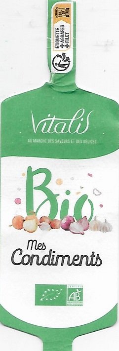 Vitalis bio mes condiments ail blanc origine france 200g 4056489208181