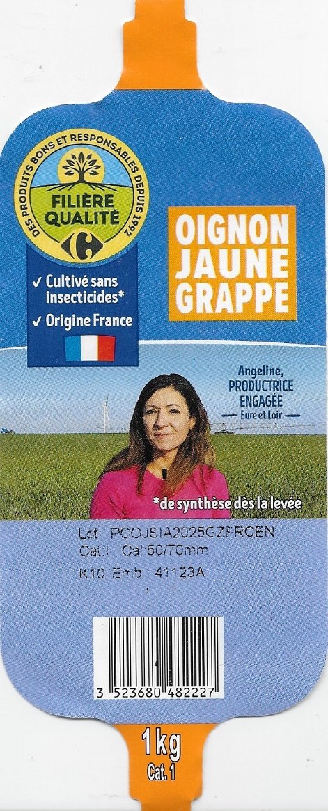 Carrefour filiere qualite oignon jaune grappe origine france angeline productrice 3523680482227 1kg 40130