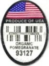 produce of usa organic pomegranate 93127