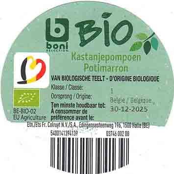 b boni selection bio kastanjepompoen potimarron origine : belgique 5400141394139
