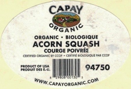 Capay organic acorn squash courge poivree product of usa produit des e.-u. 94750 829808001305
