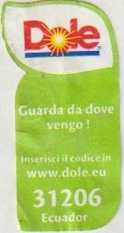 dole guarda da dove vengo inserisci il codice in www.dole.eu 31206 ecuador