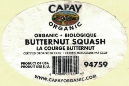 Capay organic butternut squash la courge butternut product of usa produit des e.-u. 94759 829808001320 wwwcapayorganic.com