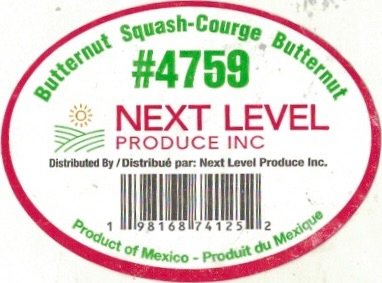 next Level Produce inc butternut squash courge butternut  #4759 198168741252 product of mexico produit du mexique
