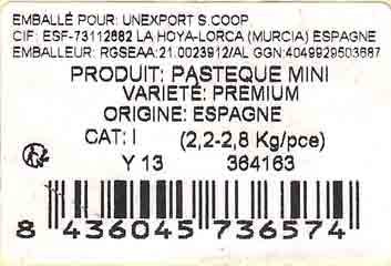 pasteque mini variété : premium origine : espagne 8436045736574