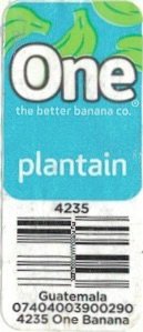 One the better banana co. plantain 4235 guatemala 07404003900290 4235 one banana