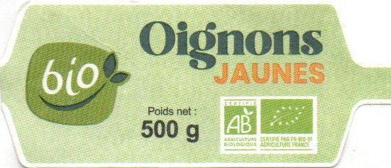bio oignons jaunes poids net 500g certifie ab