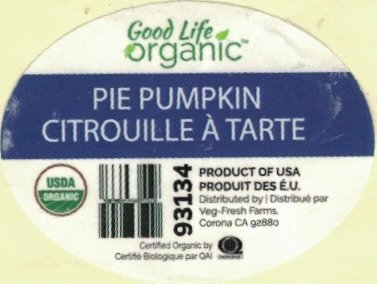 Good Life organic pie pumpkin citrouille a tarte 93134 product of usa produit des e.u.