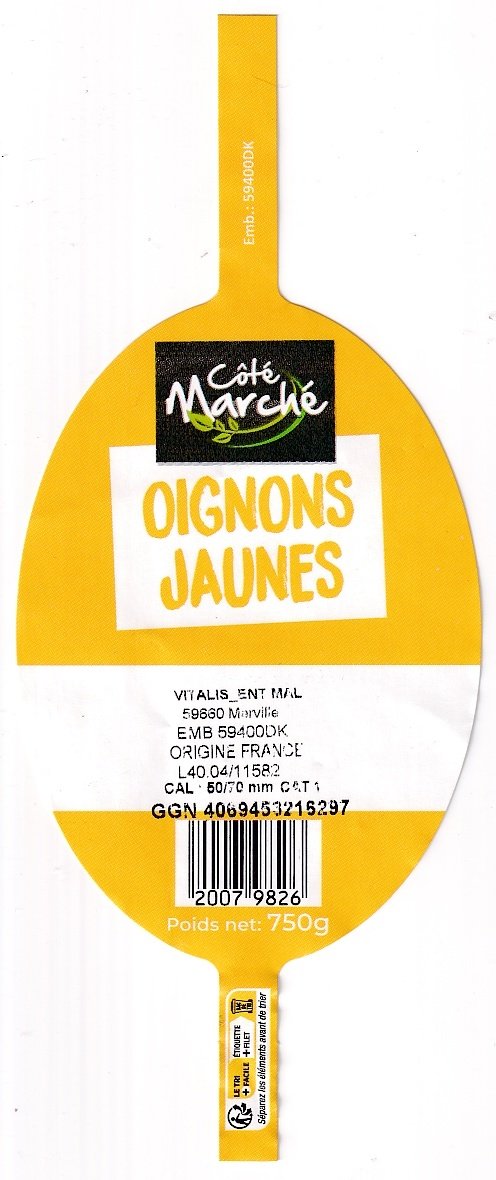 Cote marche oignons jaunes origine france 20079826 750g