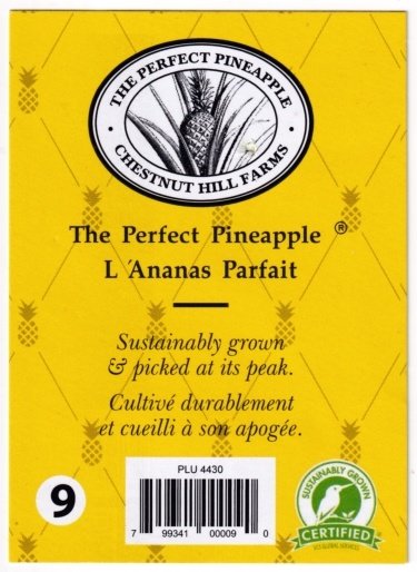 Chestnut hill farms the perfect pineapple 9 plu 4430 799341000090 costa rica