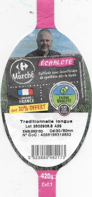 Carrefour le marche filiere qualite echalote origine france traditionnelle longue 3523680482173