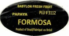 babylon fresh fruit formosa papaya plu#3112 product of brasil/fabriqué au brésil