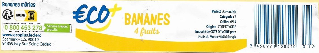 Eco+ bananes 4 fruits bananes muries www.ecoplus.leclerc cote d ivoire 345097145851001