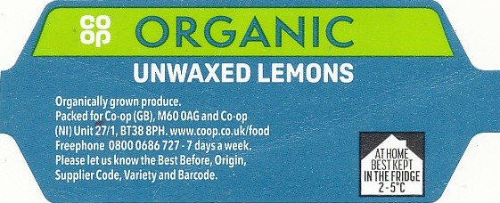 Coop organic unwaxed lemons