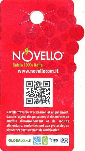 Novello raisin 100% italia www.novellocom.it QR 27