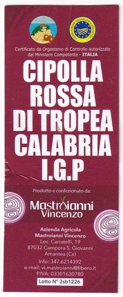 Mastroianni vicenzo cipolla rossa di tropea calabria i.g.p italia