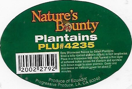Nature s bounty plantains plu #4235 20022792 produce of ecuador