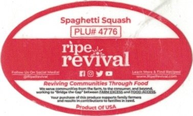 Ripe Revival spaghetti squash plu #4776 product of usa