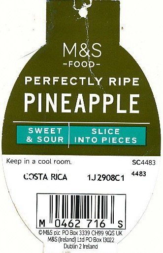 M & s perfectly ripe pineapple eat well costa rica M 0462716 S