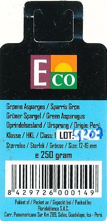 Eco gruner spargel green asparagus origin peru 250 gram 842976000149
