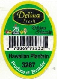 Delina Fresh 25 years delicious naturally 67006992233 hawaiian plantain 3287 produce of ecuador