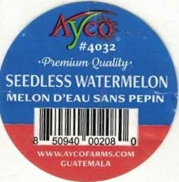 Ayco #4032 premium quality  seedless watermelon melon d eau sans pepin 850940002080 www.aycofarms.com guatemala