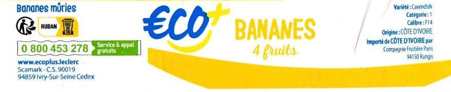eco+ bananes 4 fruits categorie 1 origine cote d ivoire importe de cote d ivoire par compagnie frutiere 34509714581001