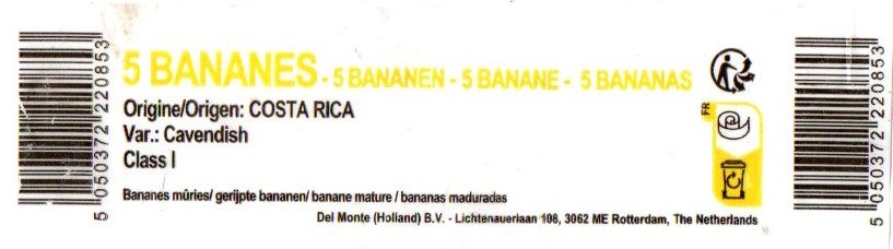5 bananes origine costa rica bananes muries del monte holland 5050372220853
