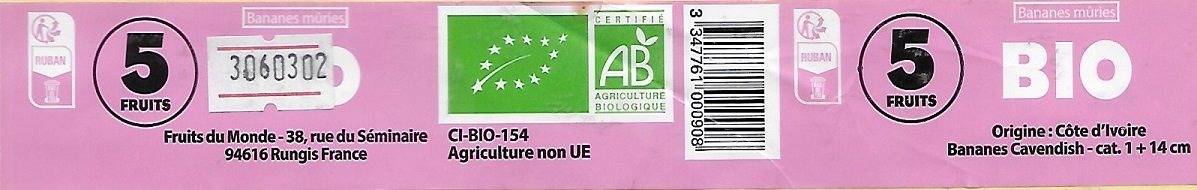 Fruits du monde 5 fruits ci-bio-154 agriculture non ue 3347761000908 origine cote d ivoire
