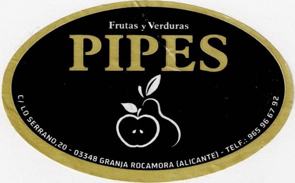 pipes frutas y verduras c/lo serrano,20 - 03348 granja rocamora (alicante)