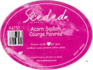Seeded produce #4750 acorn squash courge poivree grown with love for you mexico mexique