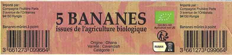 5 bananes issues de l agriculture biologique 3661273099664 origine : ghana gh-bio-140