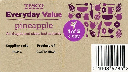 Tesco everyday value pineapple Costa Rica PGP C <10086285>