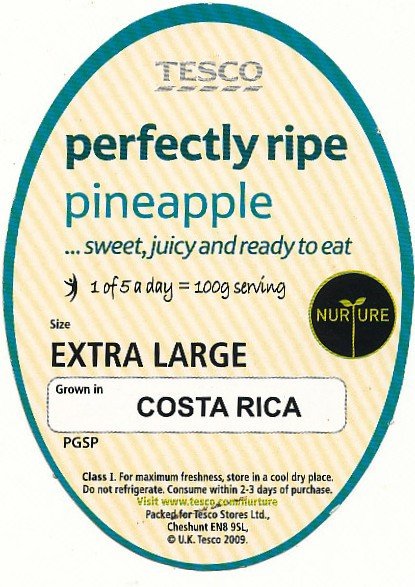 tesco perfectly ripe pineapple extra large costa rica PGSP <10069165>
