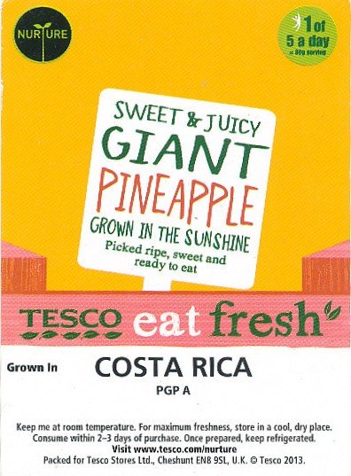 tesco eat fresh nurture sweet & juicy giant pineapple grown in the sunshine costa rica <10112243>PGP A