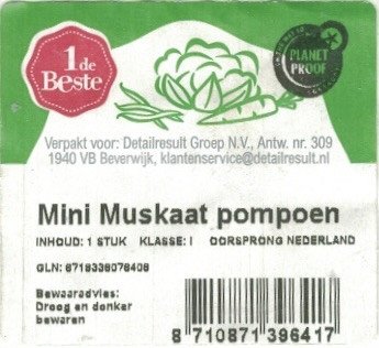 1e de beste mini muskaat pompoen lvo: Nederland 8710871396417