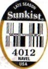 sunkist late season 4012 navel usa
