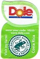 Dole enter your code : 10555 www.dole.com visit my farm! costa rica rainforest alliance people & nature