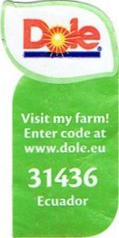 dole visit my farm! enter code at www.dole.eu 31436 ecuador