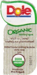Dole Organic Biologique visit my farm ! enter code dole.com 387 usda organic 94011 mexico mexique